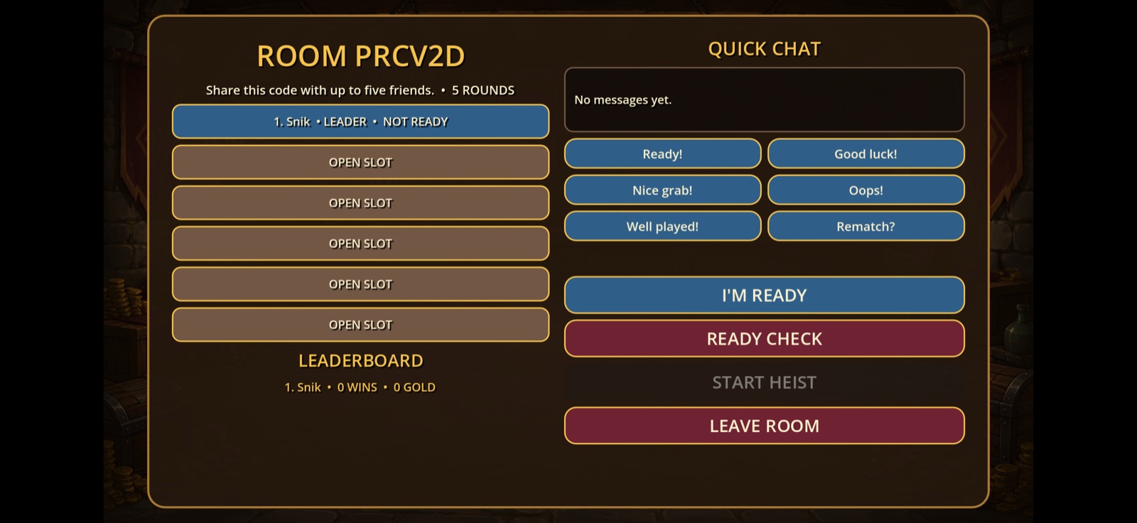 A private Goblin's Greed multiplayer room